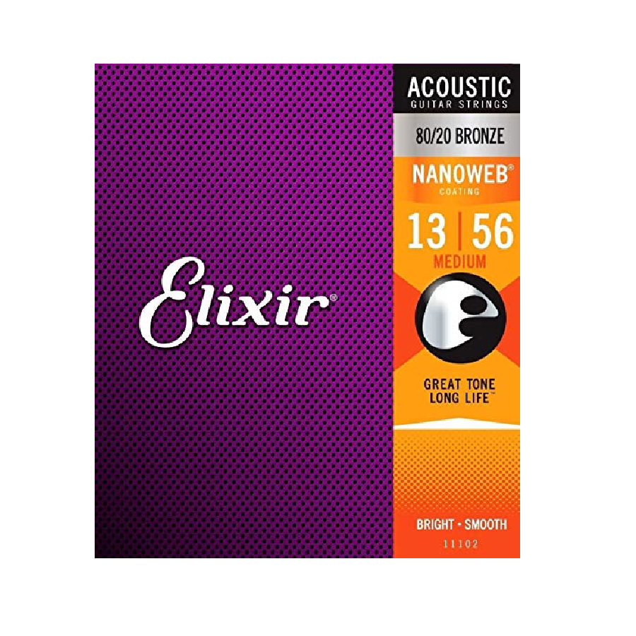 Elixir EL11102 Nanoweb 80/20 Bronze Струни за акустична китара, Medium .013–.056
