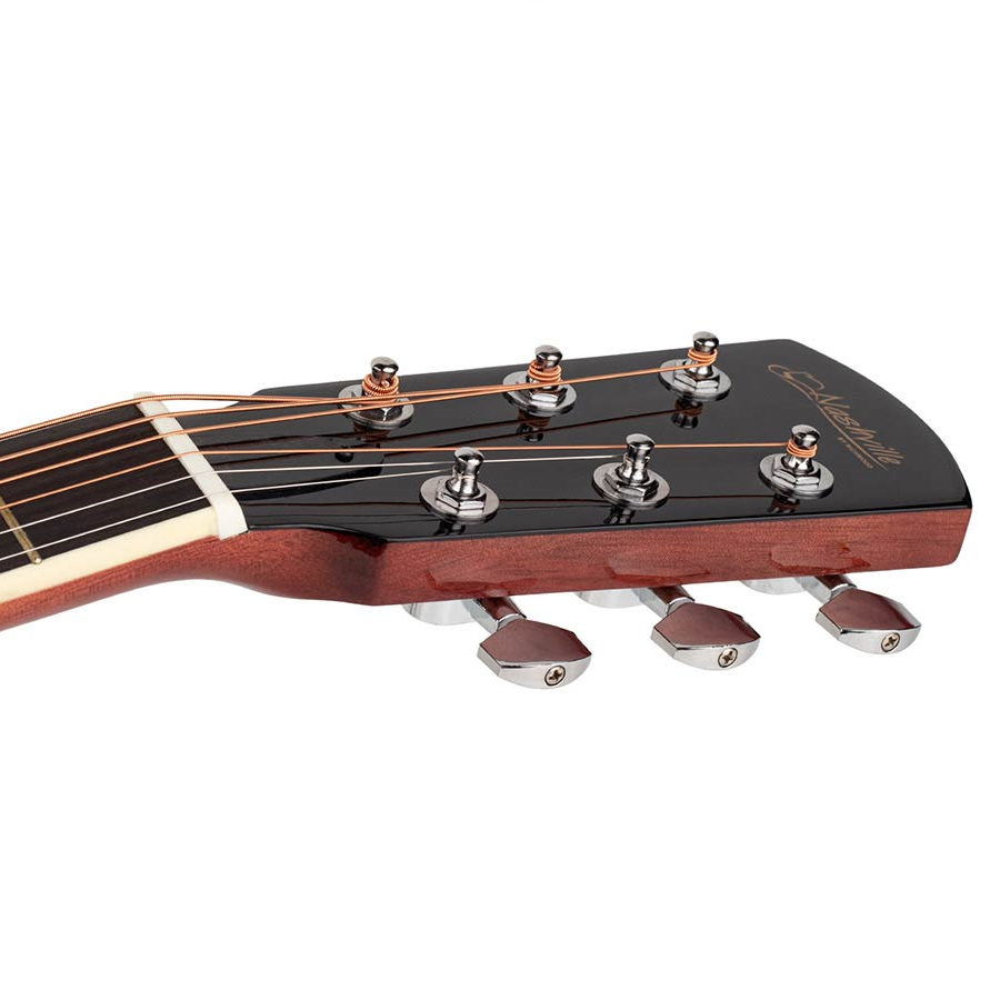 Nashville GOF110TRD Акустична китара с асиметричен резонаторен отвор, Quilted Agathis, прозрачно червено гланцово покритие