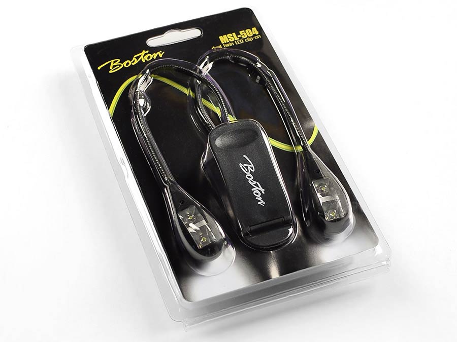 Boston MSL504 Двустранна LED лампа за пюпитър с щипка и USB кабел, черна
