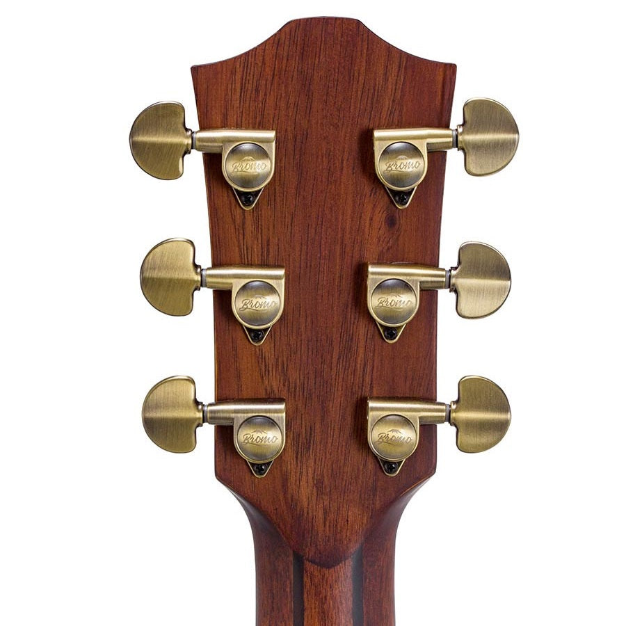 Bromo BAR1HM Акустична китара Dreadnought, Изцяло от масивно дърво, Махагон, калъф