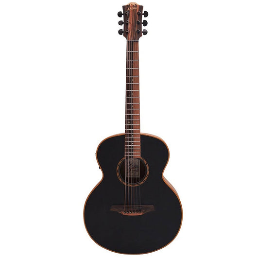 Bromo BAT8MEBK Електро-акустична китара Mini Jumbo, Масивен махагон, Bromo BZP1, калъф