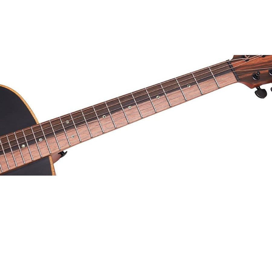 Bromo BAT8MEBK Електро-акустична китара Mini Jumbo, Масивен махагон, Bromo BZP1, калъф