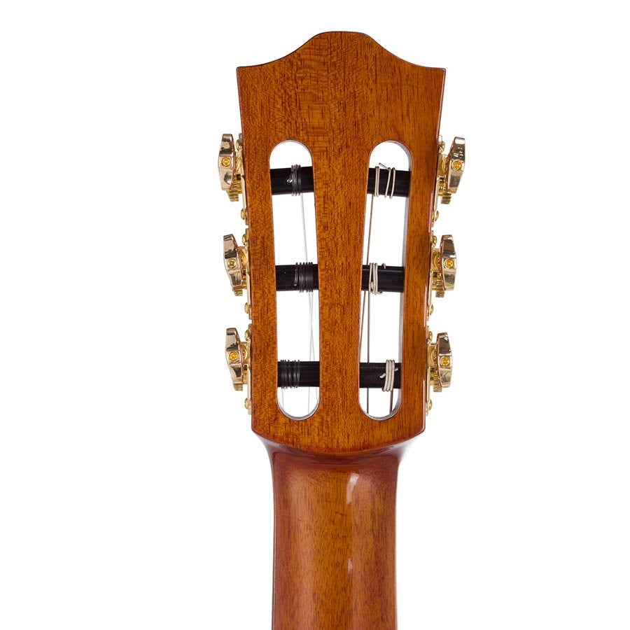 Bromo BEN2C3TS Електро-акустична класическа китара с найлонови струни, Fusion Craft, Hollow Body Cutaway, Amara Ebony, 3 Tone Sunburst гланц, включен твърд куфар