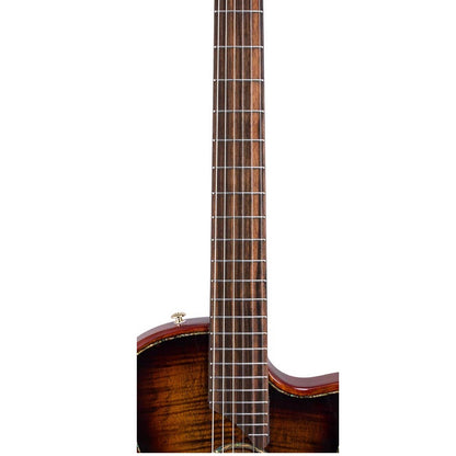 Bromo BEN2C3TS Електро-акустична класическа китара с найлонови струни, Fusion Craft, Hollow Body Cutaway, Amara Ebony, 3 Tone Sunburst гланц, включен твърд куфар