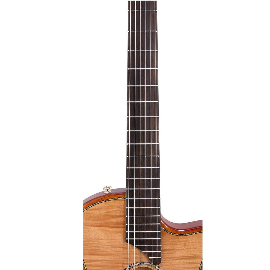 Bromo BEN2C Електро-акустична класическа китара с найлонови струни, Fusion Craft, Hollow Body Cutaway, Amara Ebony, натурален гланц, включен твърд куфар