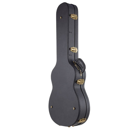 Bromo BEN2CTBK Електро-акустична класическа китара с найлонови струни, Fusion Craft, Hollow Body Cutaway, Amara Ebony, Trans Black гланц, включен твърд куфар