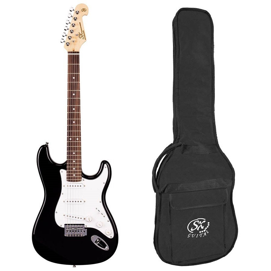 SX ED1BK Електрическа китара Stratocaster, черен, калъф