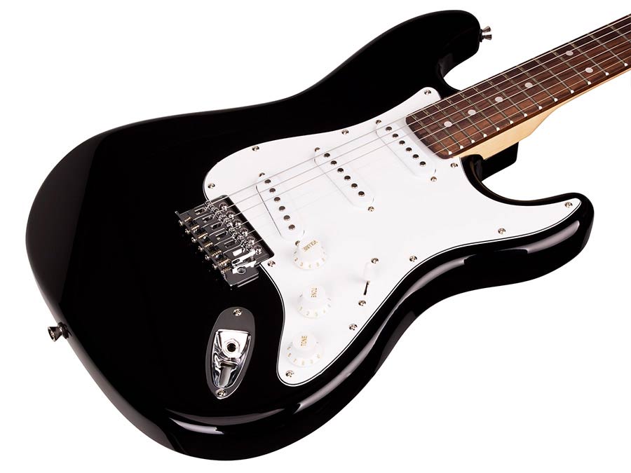 SX ED1BK Електрическа китара Stratocaster, черен, калъф