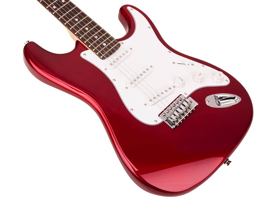 SX ED1CAR Електрическа китара Stratocaster, червен, калъф
