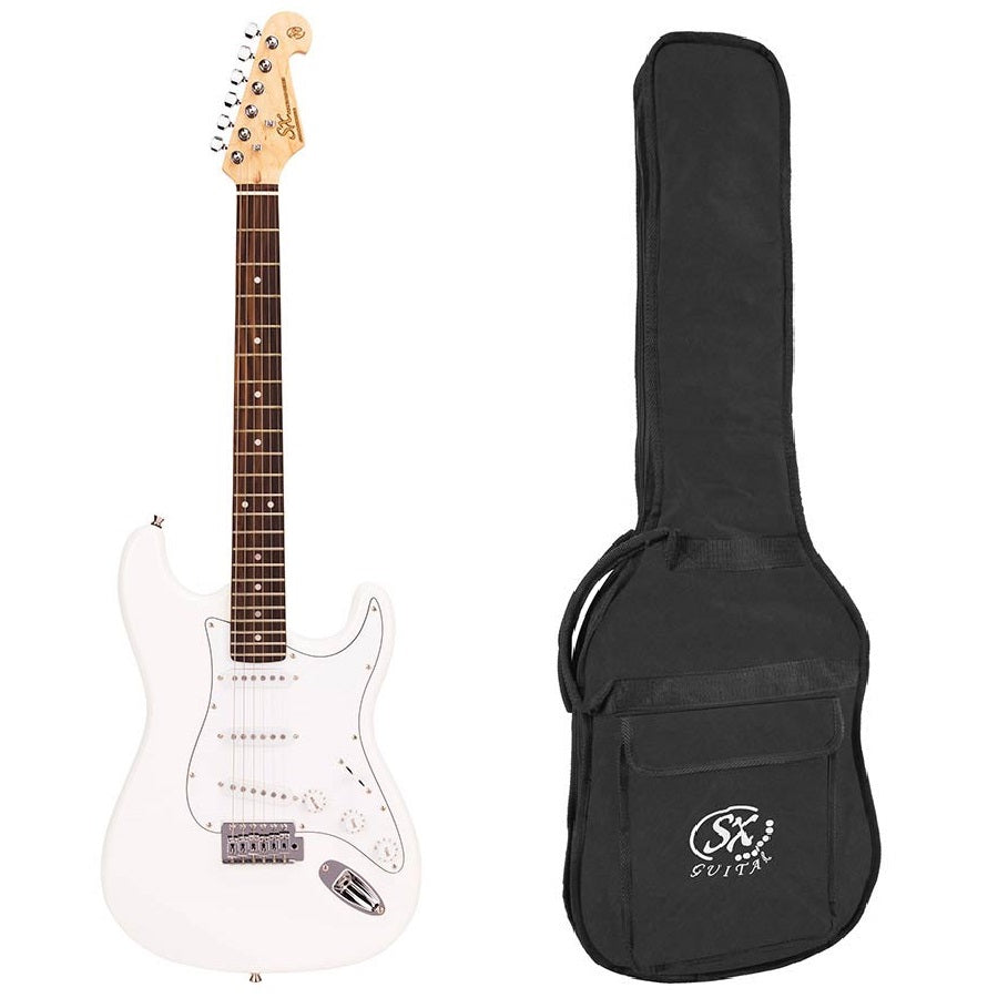 SX ED1WT Електрическа китара Stratocaster, бял, калъф
