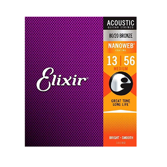 Elixir EL11102 Nanoweb 80/20 Bronze Струни за акустична китара, Medium .013–.056