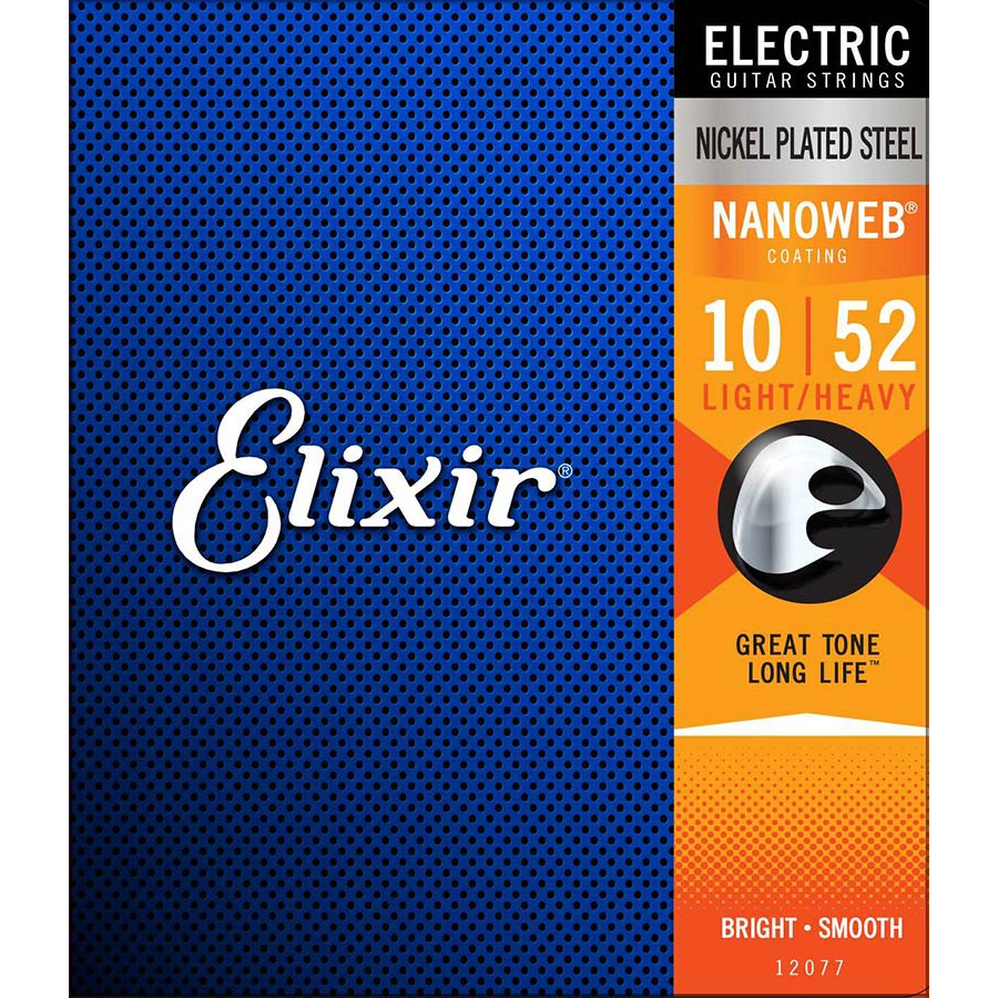 Elixir Nanoweb EL12077 Комплект 6 струни за електрическа китара 010–052, Light–Heavy