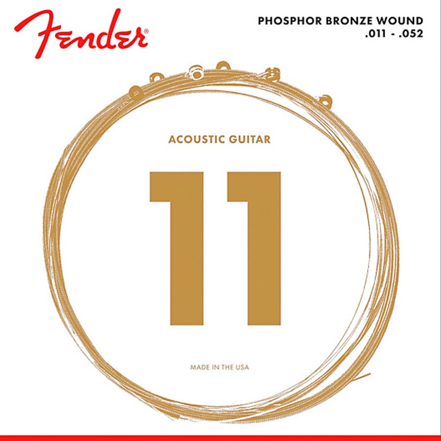 Fender F60CL Комплект струни за акустична китара, Phosphor Bronze Roundwound, Custom Light 011–052