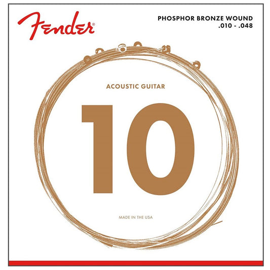 Fender F60XL Комплект струни за акустична китара, Phosphor Bronze Roundwound, Extra Light 010–048