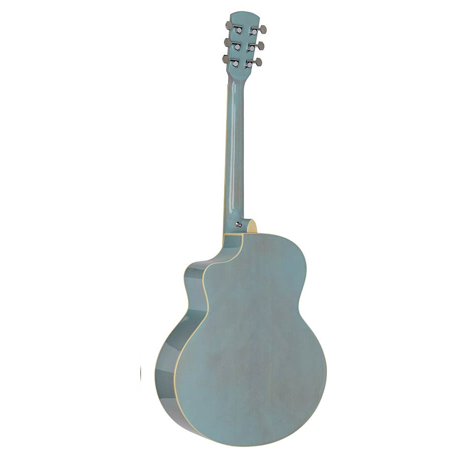 Nashville GOF105SBU Акустична китара с асиметричен резонаторен отвор, Quilted Agathis, небесносин преливащ гланцов завършек