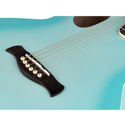 Nashville GOF105SBU Акустична китара с асиметричен резонаторен отвор, Quilted Agathis, небесносин преливащ гланцов завършек
