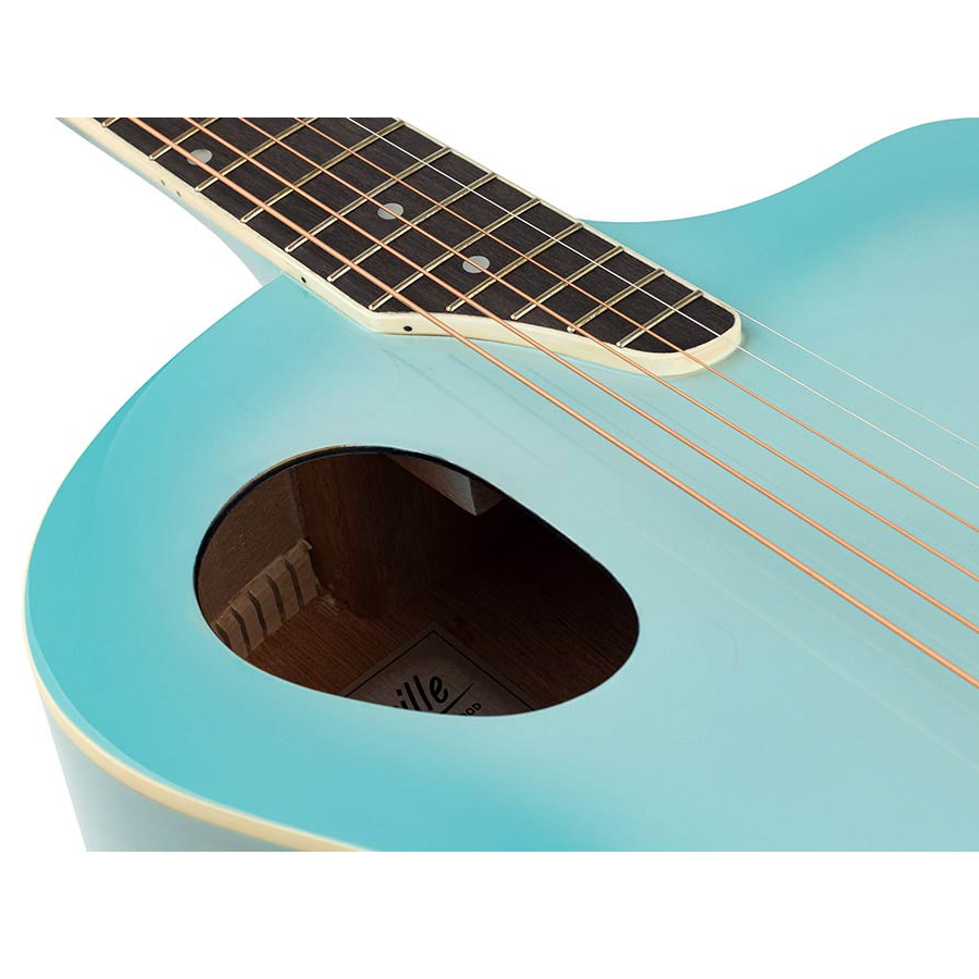 Nashville GOF105SBU Акустична китара с асиметричен резонаторен отвор, Quilted Agathis, небесносин преливащ гланцов завършек