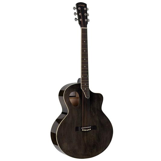 Nashville GOF110TBK Акустична китара с асиметричен резонаторен отвор, Quilted Agathis, прозрачно черно гланцово покритие
