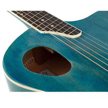 Nashville GOF110TBU Акустична китара с асиметричен резонаторен отвор, Quilted Agathis, прозрачно синьо гланцово покритие