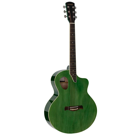 Nashville GOF110TGN Акустична китара с асиметричен резонаторен отвор, Quilted Agathis, прозрачно зелено гланцово покритие