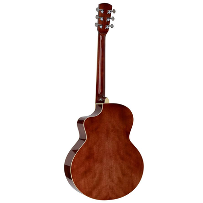 Nashville GOF110TRD Акустична китара с асиметричен резонаторен отвор, Quilted Agathis, прозрачно червено гланцово покритие
