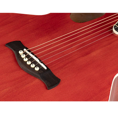 Nashville GOF110TRD Акустична китара с асиметричен резонаторен отвор, Quilted Agathis, прозрачно червено гланцово покритие