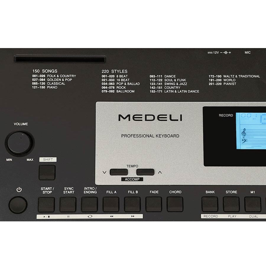 Medeli M331 Електронна йоника, 61 динамични клавиша, 633 тона, 220 стила, USB-MIDI