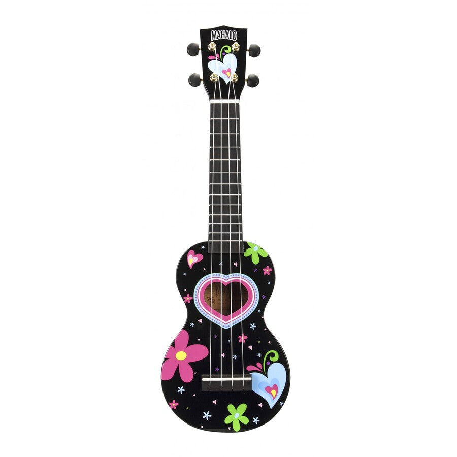 Mahalo MA1HEBK Комплект сопрано укулеле, Heart Black, калъф, 3 перца