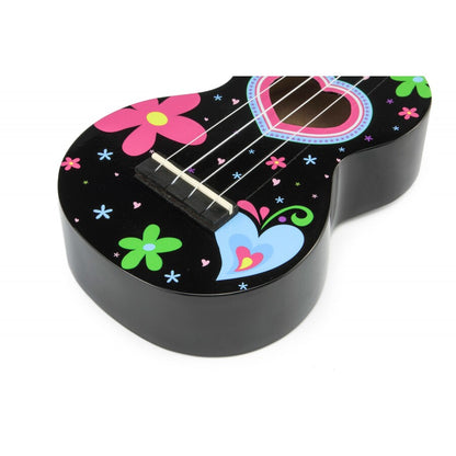Mahalo MA1HEBK Комплект сопрано укулеле, Heart Black, калъф, 3 перца