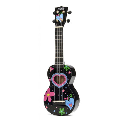 Mahalo MA1HEBK Комплект сопрано укулеле, Heart Black, калъф, 3 перца