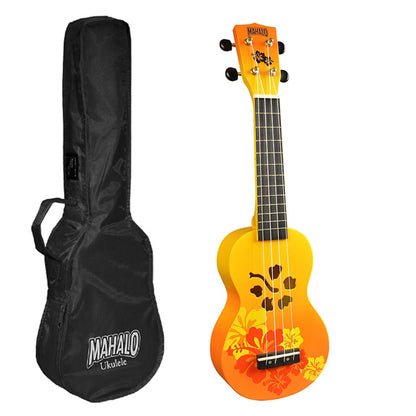 Mahalo MD1HBORB Комплект сопрано укулеле, Orange Burst, калъф, 3 перца