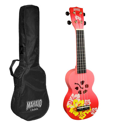Mahalo MD1HBRDB Комплект сопрано укулеле, Red Burst, калъф, 3 перца