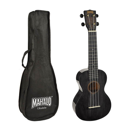 Mahalo MH2WTBK Комплект концертно укулеле, калъф, 3 перца, Transparent Black