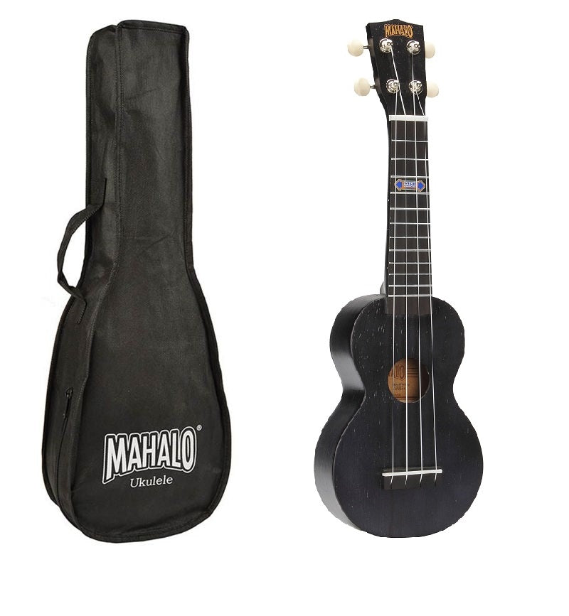 Mahalo MK1PWTBK Комплект сопрано укулеле, Translucent Black, калъф, 3 перца
