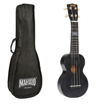 Mahalo MK1PWTBK Комплект сопрано укулеле, Translucent Black, калъф, 3 перца