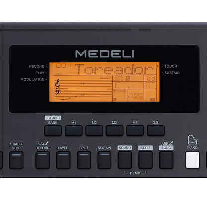 Medeli MK200 Електронна йоника, 61 динамични клавиша, 585 тона, 202 ритъма, USB-MIDI