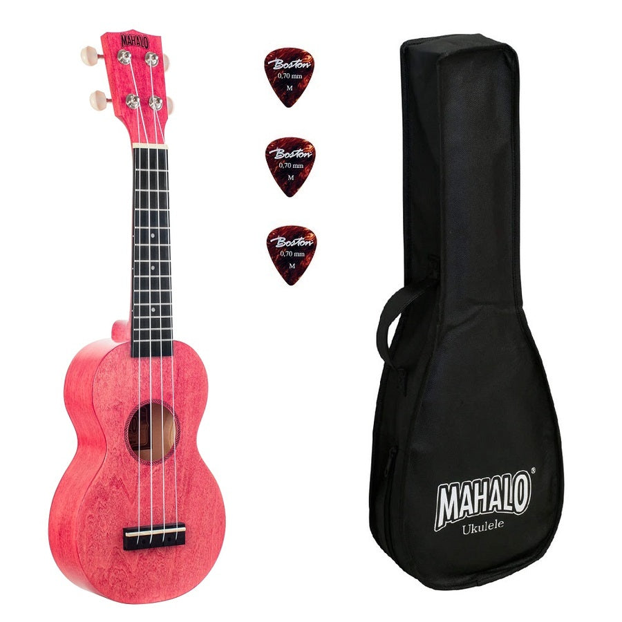 Mahalo ML1CP Комплект сопрано укулеле, Coral Pink, калъф, 3 перца