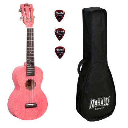 Mahalo ML2CP Комплект концертно укулеле, калъф, 3 перца, Coral pink