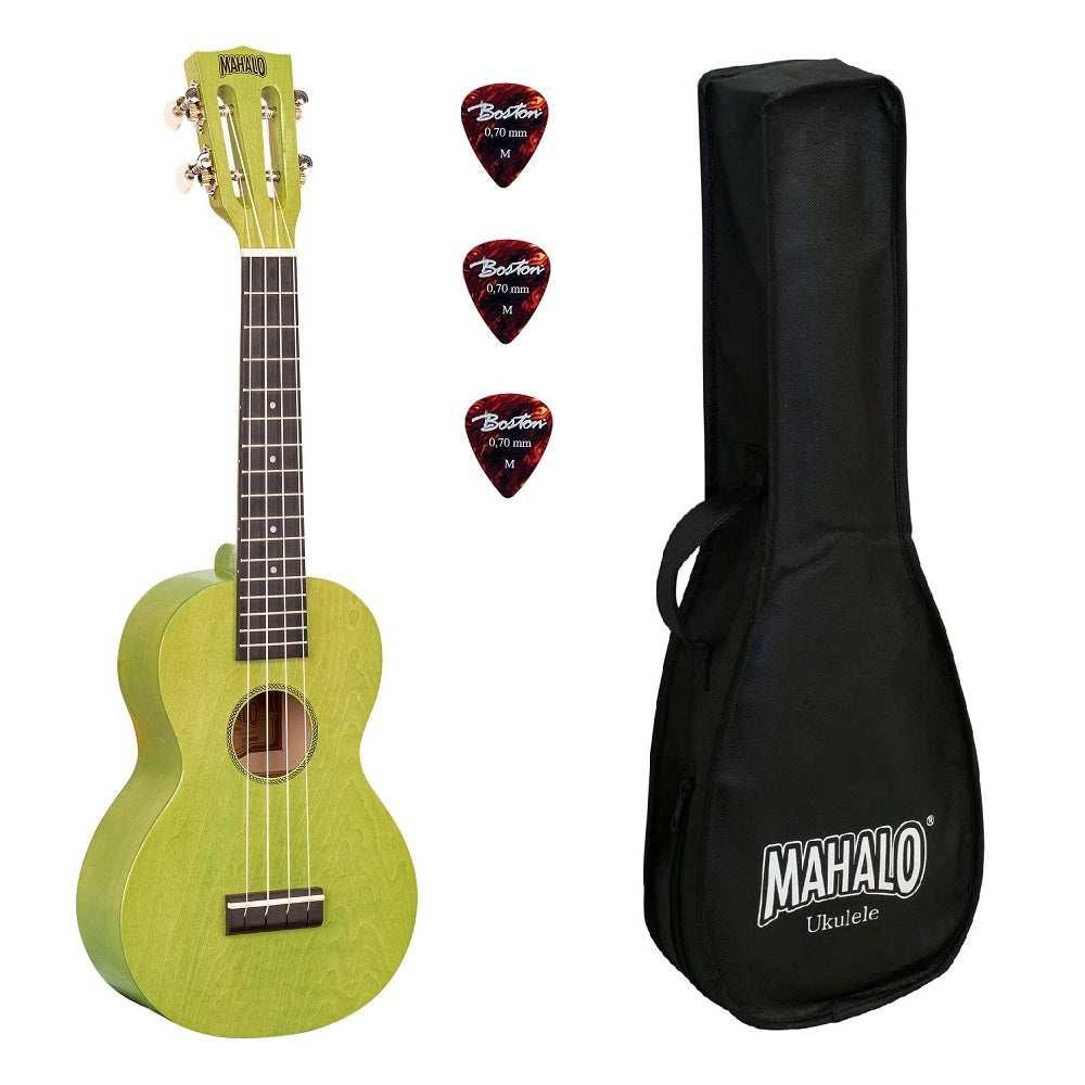 Mahalo ML2SG Комплект концертно укулеле, калъф, 3 перца, Sea green