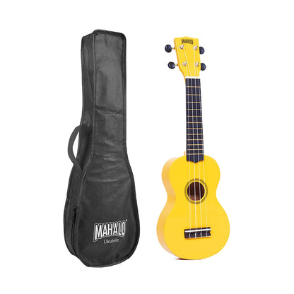 Mahalo MR1YW Комплект сопрано укулеле, Sunflower yellow, калъф, 3 перца