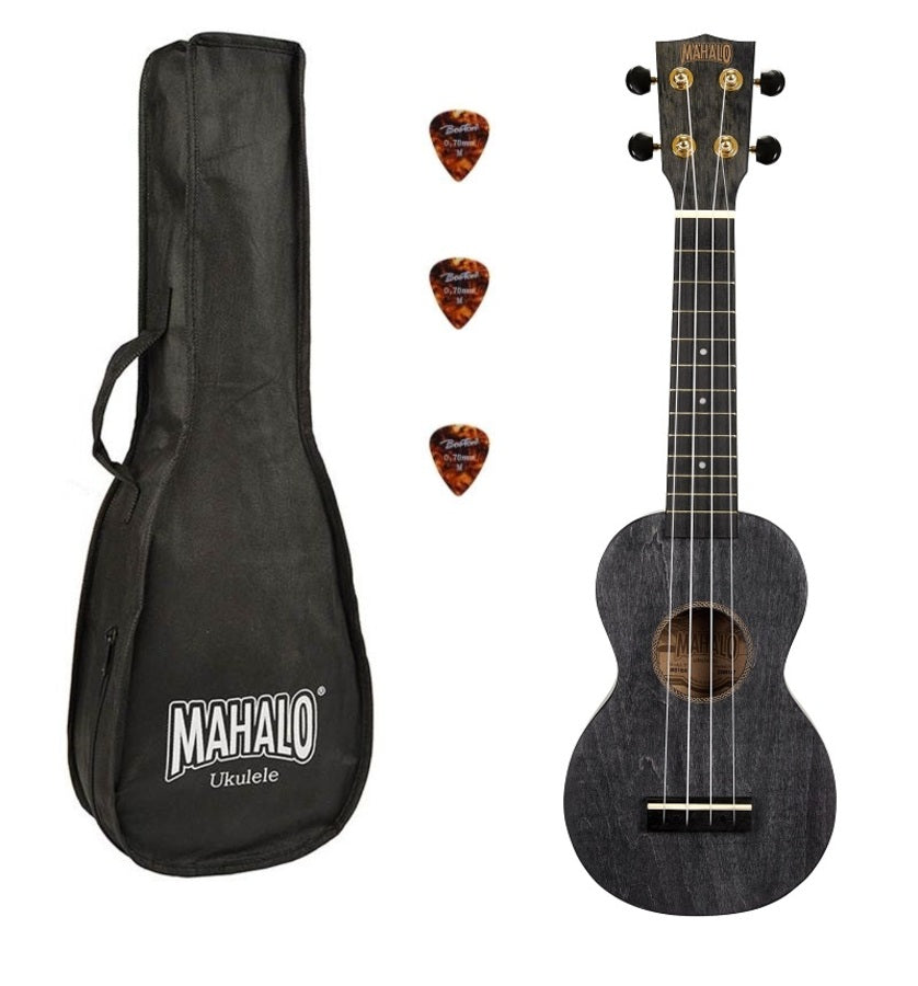 Mahalo MS1TBK Тънко сопрано укулеле (Slimline), черно, калъф, 3 перца