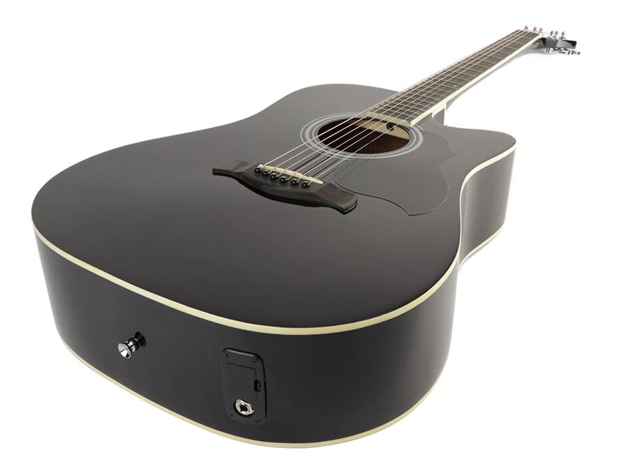 Richwood RD12CEBK Електро-акустична китара Dreadnought Cutaway, EQ5 адаптер с тунер, черен гланц