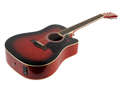 Richwood RD12CERS Електро-акустична китара Dreadnought Cutaway, EQ5 адаптер с тунер, червен сънбърст гланц