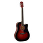 Richwood RD12CERS Електро-акустична китара Dreadnought Cutaway, EQ5 адаптер с тунер, червен сънбърст гланц