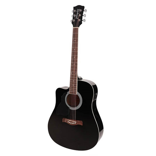 Richwood RD12LCEBK Електро-акустична китара за левичари Dreadnought Cutaway, EQ5 адаптер с тунер, черен гланц