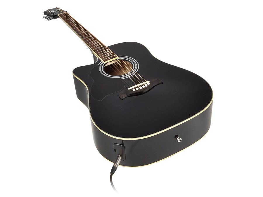 Richwood RD12LCEBK Електро-акустична китара за левичари Dreadnought Cutaway, EQ5 адаптер с тунер, черен гланц