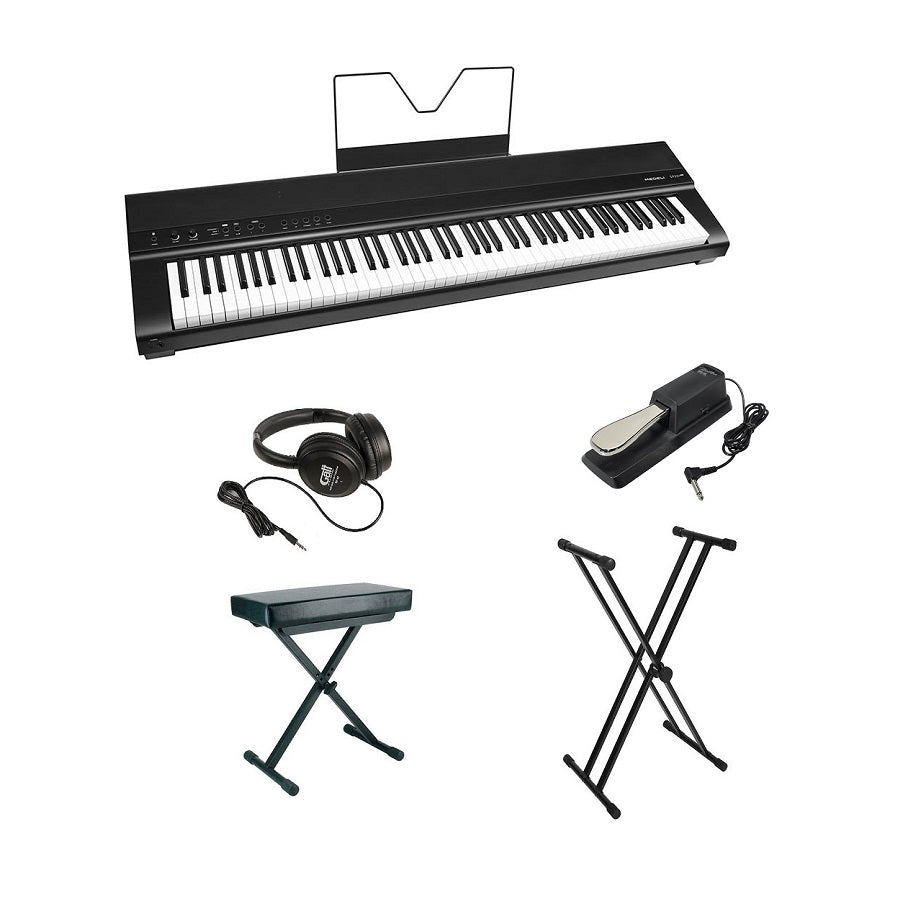 Medeli SP201 Basic2 Дигитално пиано комплект със столче, педал, слушалки и стойка, 88 клапи hammer action, 192 ноти полифония