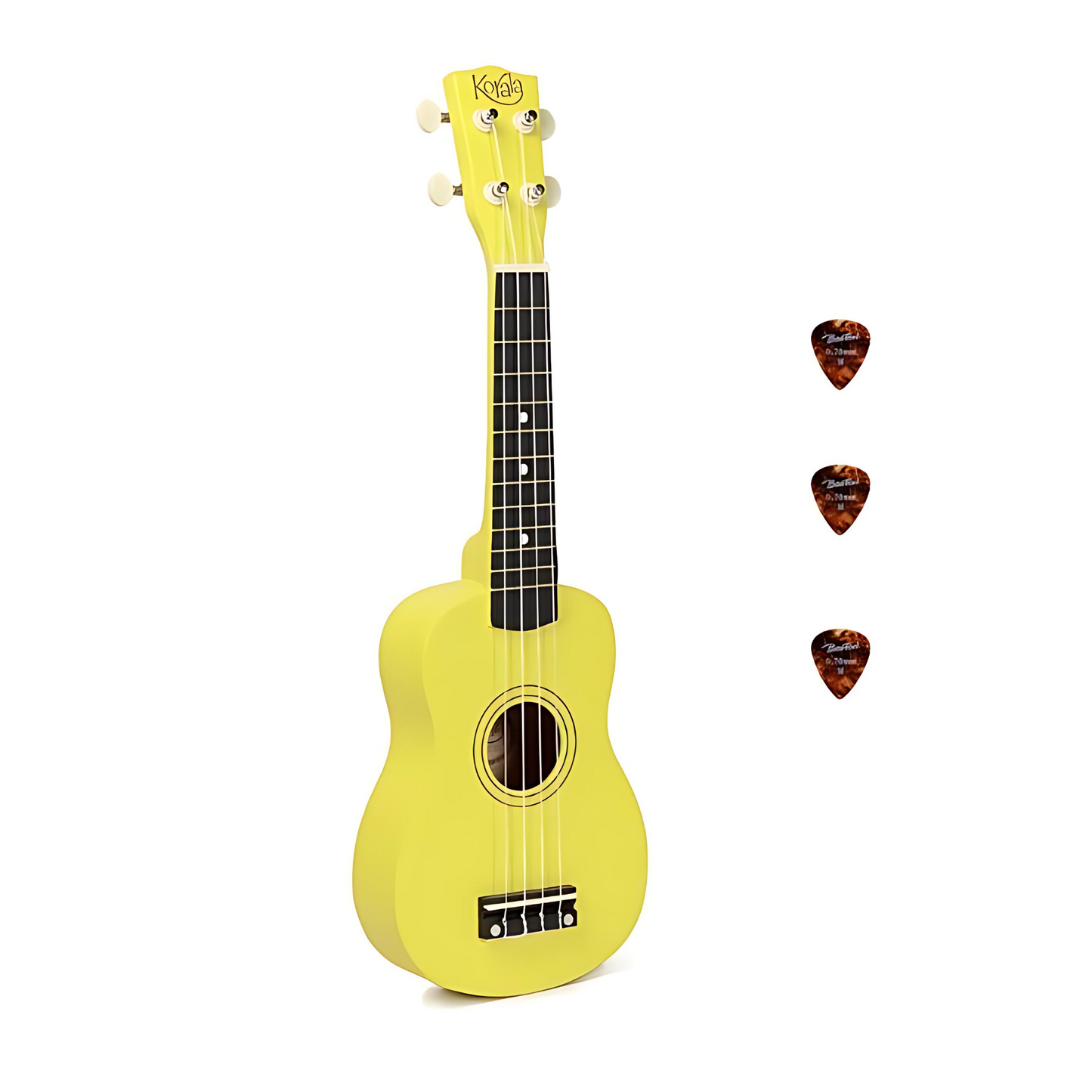 Korala UKS15YE Koncert ukulele szett, 3 pengető, Yellow Matt