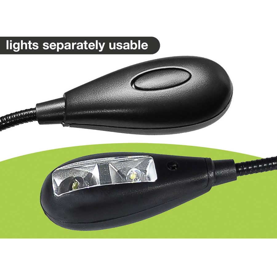 Boston MSL504 Двустранна LED лампа за пюпитър с щипка и USB кабел, черна
