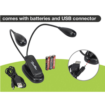 Boston MSL504 Двустранна LED лампа за пюпитър с щипка и USB кабел, черна